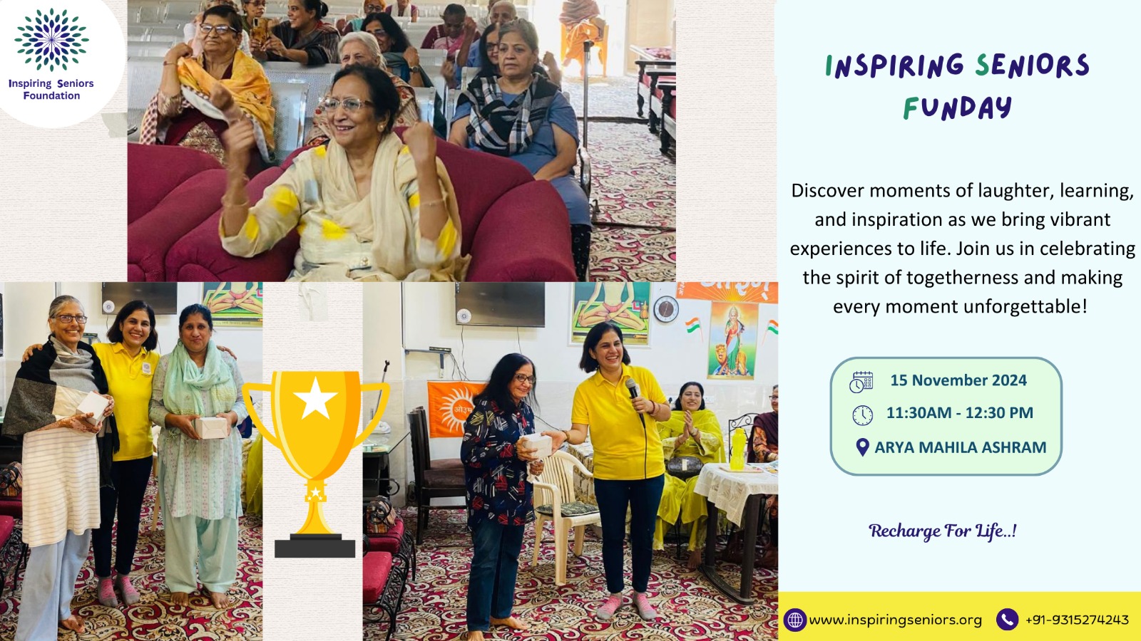  🌟 Inspiring Seniors Foundation Lights Up Arya Mahila Ashram! 🌟 